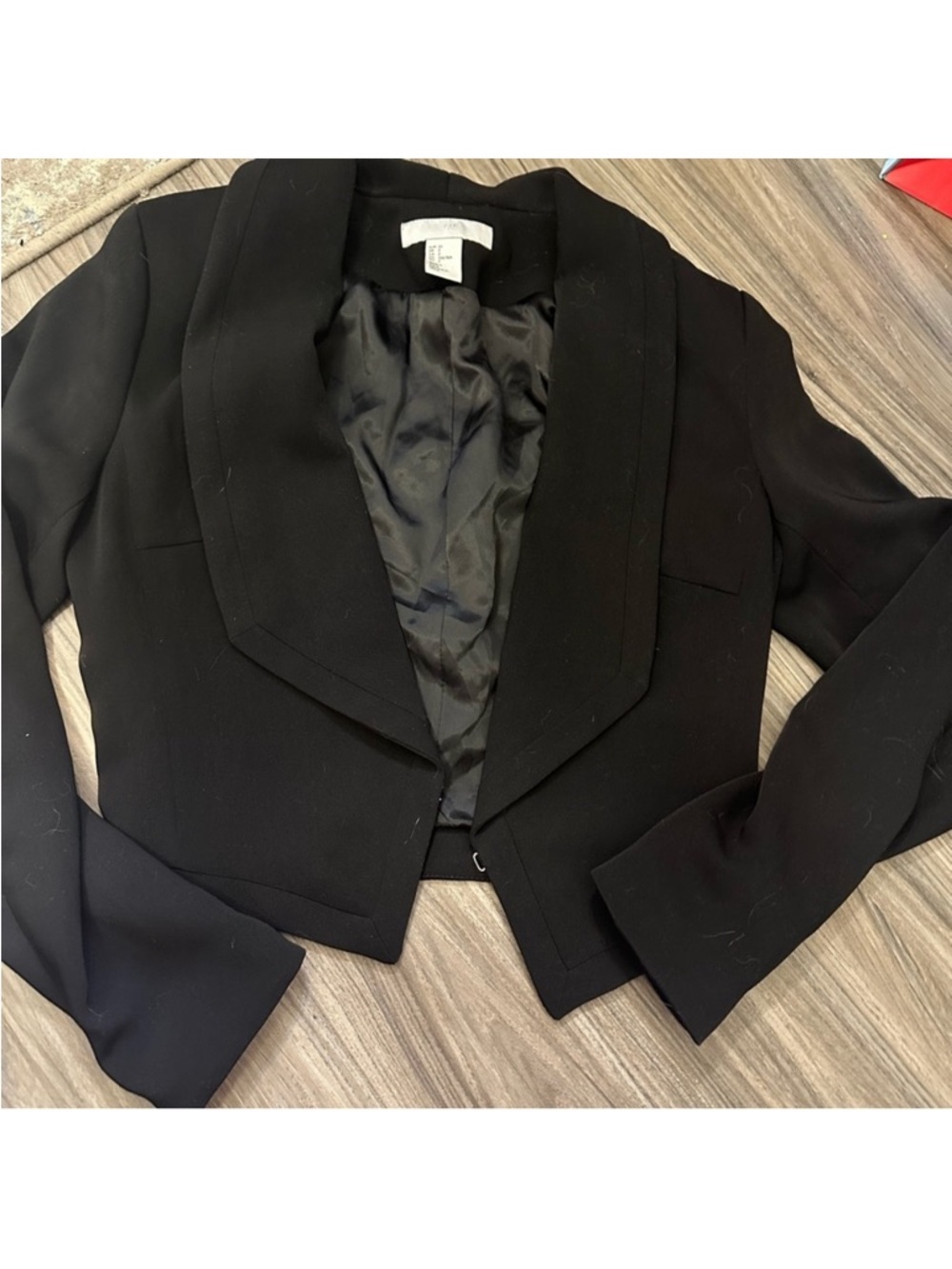 H&M Black Cropped Shawl Collar Blazer